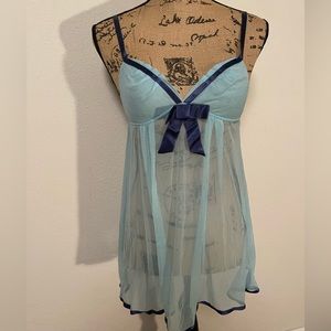 y2k victoria’s secret angels baby blue sheer baby doll chemise